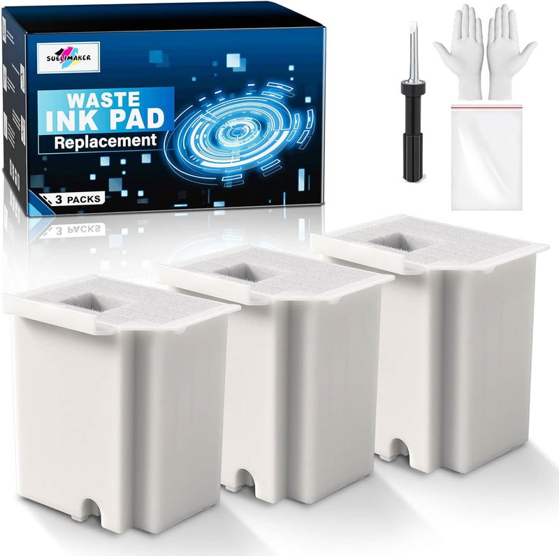 SUBLIMAKER Waste Ink Pad Replacement with Reset Software for Ecotank ET-4800 ET-2800 ET-2803 ET-2720 ET-2400 ET-4700 ET4800 ET2800 ET2803 ET2720 2800 4800 2803 Printers, Waste Ink Pad Maintenance Box (3 Packs) - Image 1